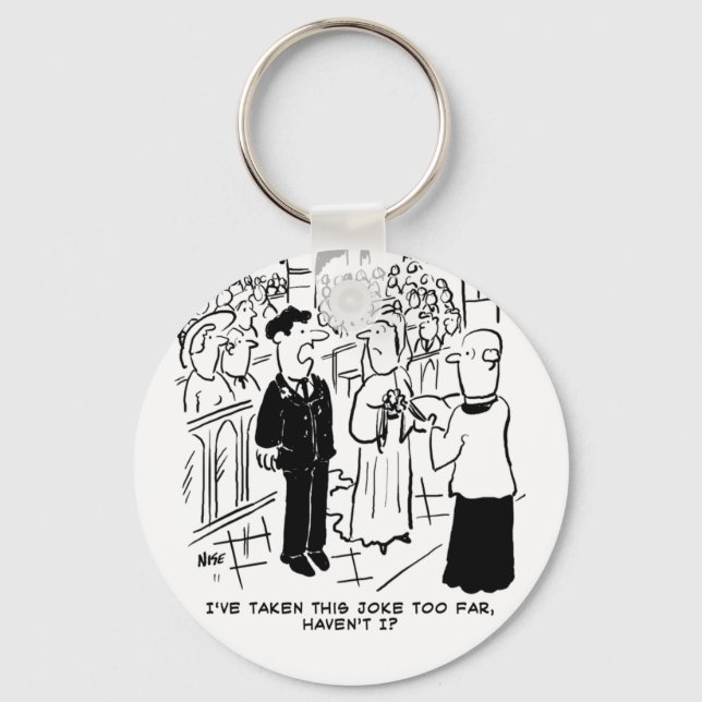Wedding - Bridegroom Practical Joke Cartoon Key Ring (Front)