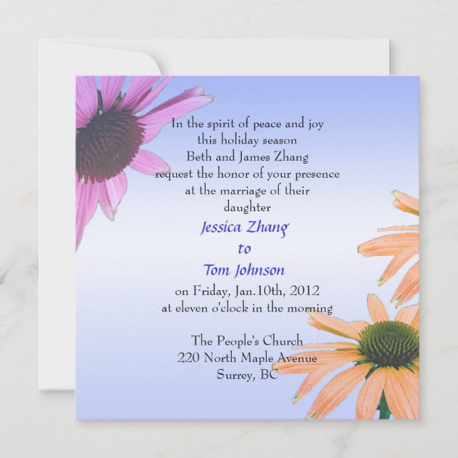 wedding, bride's parents invitation. daisy flowers invitation (Front)