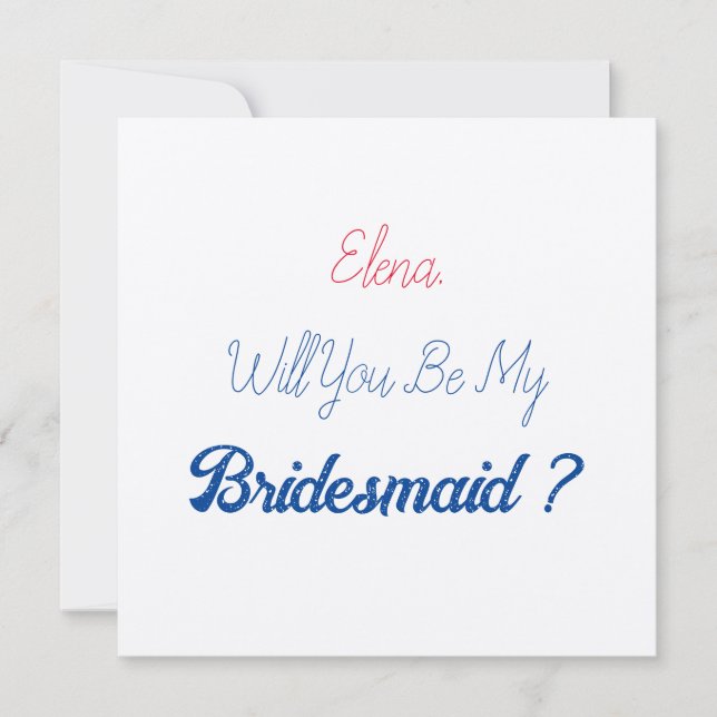 Wedding Bridesmaid 2024 Red Blue Proposal Kraft Invitation (Front)