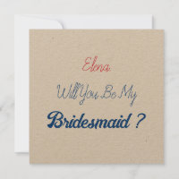 Wedding Bridesmaid 2024 Red Blue Proposal Kraft