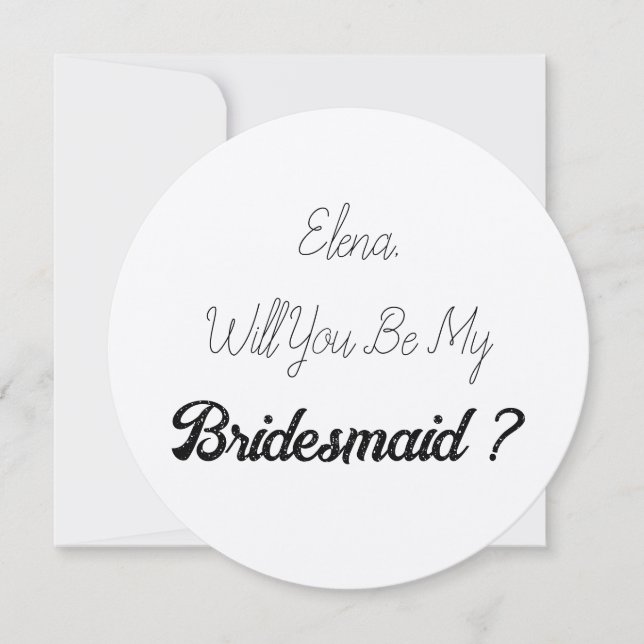 Wedding Bridesmaid 2024 Simple Proposal Silver Invitation (Front)