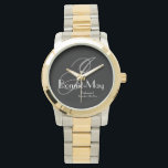 Wedding Bridesmaid Gift Elegant Monogram Chic Cool Watch<br><div class="desc">Wedding Party Gifts Bridesmaid Gift Elegant Monogram Chic Cool Watch. Stylish Bridesmaid gift with elegant monogram initial name and date printed on the dial. Click personalise this template to customise it with your monogram initial, the first name and marriage date quickly and easily. Wedding Bridesmaid Gift Elegant Monogram Chic Cool...</div>