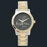 Wedding Bridesmaid Gift Elegant Monogram Chic Cool Watch<br><div class="desc">Wedding Party Gifts Bridesmaid Gift Elegant Monogram Chic Cool Watch. Stylish Bridesmaid gift with elegant monogram initial name and date printed on the dial. Click personalise this template to customise it with your monogram initial, the first name and marriage date quickly and easily. Wedding Bridesmaid Gift Elegant Monogram Chic Cool...</div>