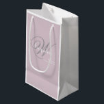 Wedding Bridesmaid Gift Modern Monogram Chic  Small Gift Bag<br><div class="desc">Wedding Bridesmaid Gift Modern Monogram Personalised Name Script Chic Blush Pink Small Gift Bag. Add a special touch with a classy monogrammed thank you gift bag, especially for your Bridesmaid. Click personalise this template to customise it with the monogram initial, name, and date quickly and easily. Wedding Bridesmaid Gift Modern...</div>