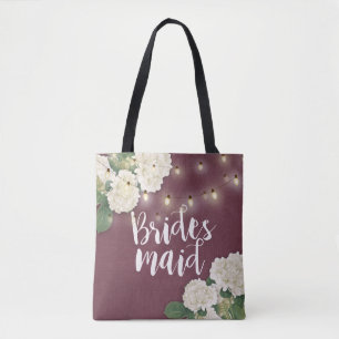 Wedding Bridesmaid Hydrangea Flowers String Lights Tote Bag