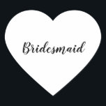Wedding Bridesmaid Simple Modern Black White Heart Sticker<br><div class="desc">Simple and cool bridesmaid sticker in black and white background. You can change the text,  and change the colours too!</div>