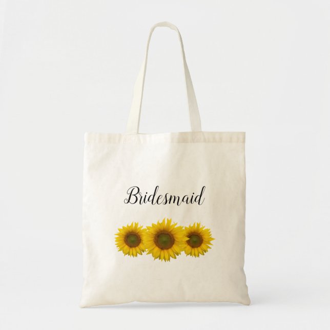 Wedding Bridesmaid Sunflower Rustic Floral Tote Bag (Front)