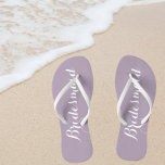 Wedding Bridesmaid Trendy Mauve Flip Flops<br><div class="desc">Gift your wedding bridesmaids with these stylish bridesmaid flip flops that are a trendy mauve/pale purple colour along with white,  stylised script to complement your similar wedding colour scheme. Select foot size along with other options. You may customise your flip flops to change colour to your desire.</div>