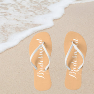 Wedding Bridesmaid Trendy Peach Flip Flops