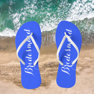 Wedding Bridesmaid Trendy Royal Blue Flip Flops