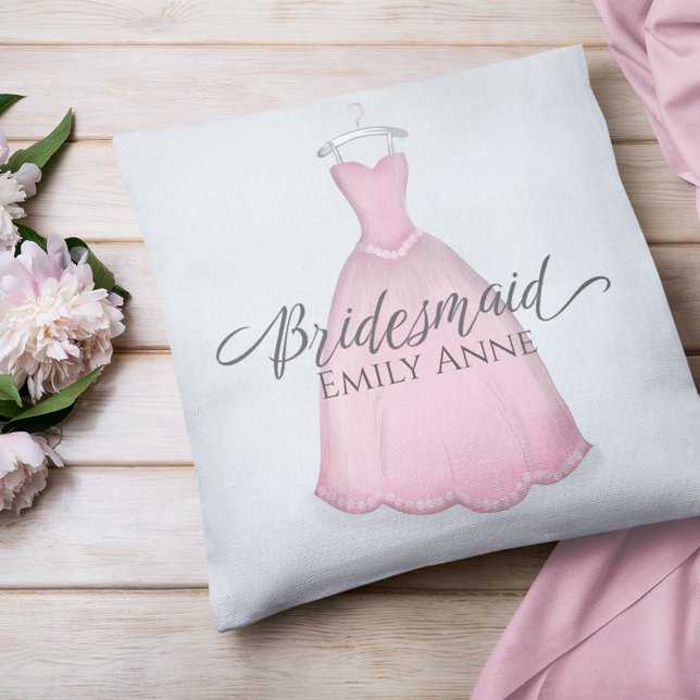 Wedding Bridesmaid Vintage Pink Dress Cute Custom Cushion (Creator Uploaded)