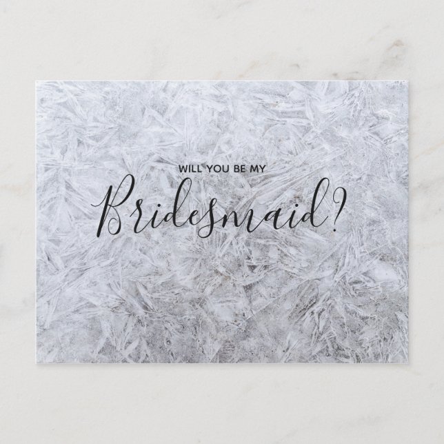 Wedding Bridesmaid | White modern woodchip Elegant Invitation Postcard (Front)