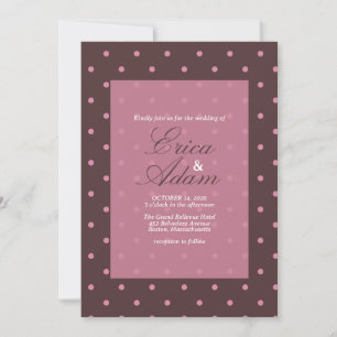 Wedding Brown & Pink Polkadots Pattern Boho Polka Invitation