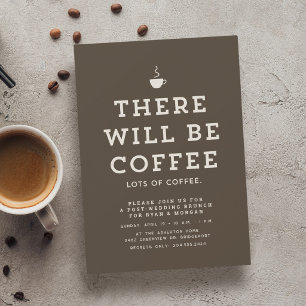 Wedding brunch fun simple brown neutral coffee invitation