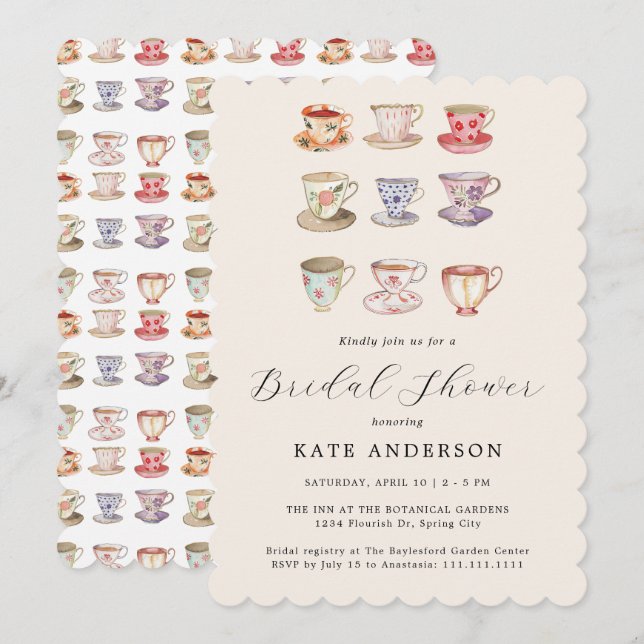 Wedding Brunch Tea Party Bridal Shower Invitation (Front/Back)