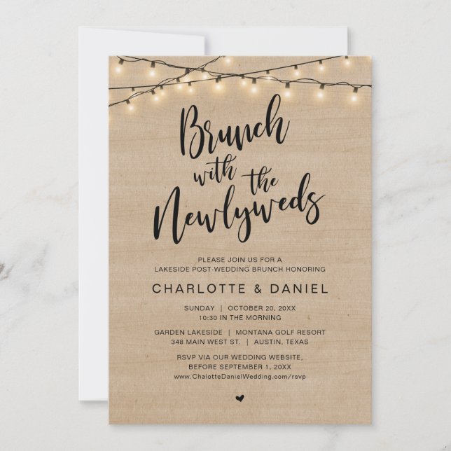 Wedding Brunch with the newlyweds, Modern rustic Invitation (Front)