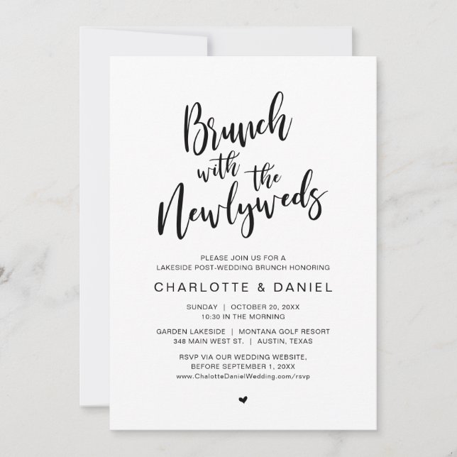 Wedding Brunch with the newlyweds, Modern rustic Invitation (Front)