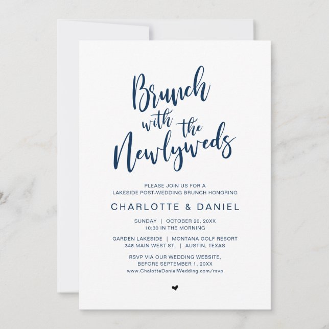 Wedding Brunch with the newlyweds, Modern rustic Invitation (Front)