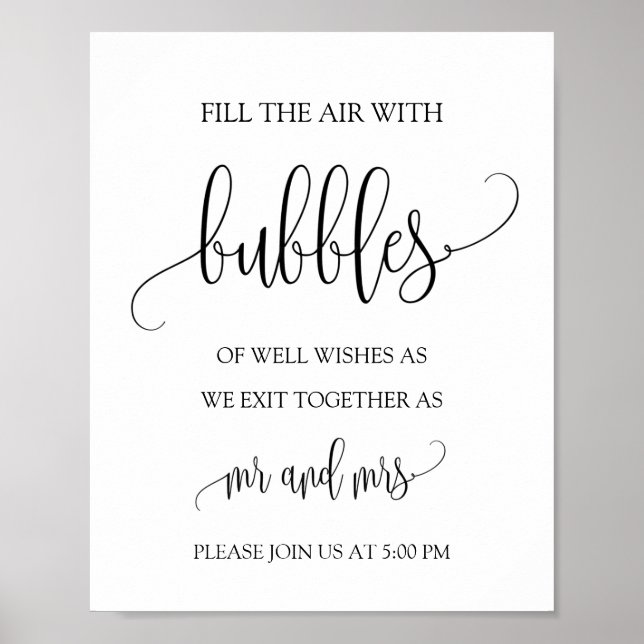 Wedding Bubbles Sign / Newlywed Table Top Sign  (Front)