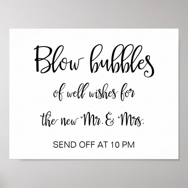 Wedding Bubbles Sign | Simple Calligraphy (Front)