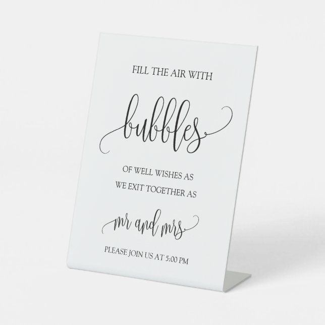 Wedding Bubbles | Well Wishes, Bubbles  Pedestal Sign (Front)