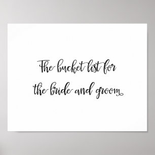 Wedding bucket list for the bride and groom poster