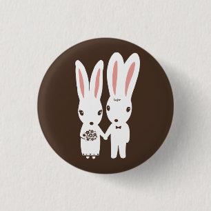 Wedding Bunny Rabbits - Cute Bride and Groom 3 Cm Round Badge