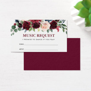 Wedding Burgundy Blue Floral Music Song Request