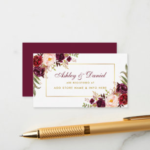 Wedding Burgundy Floral Registry Insert Card SB