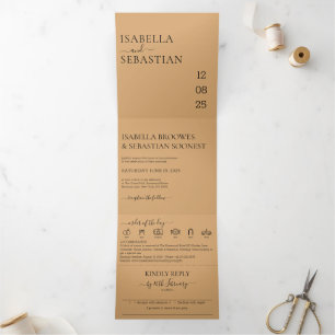 Wedding Burly Wood Sand All in one set Tri-Fold Invitation