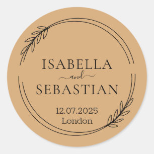 Wedding Burly Wood Sand Colour Classic Round Sticker