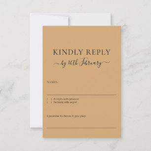 Wedding Burly Wood Sand Signature Kindly Reply RSVP Card
