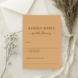 Wedding Burly Wood Sand Signature Kindly Reply RSVP Card