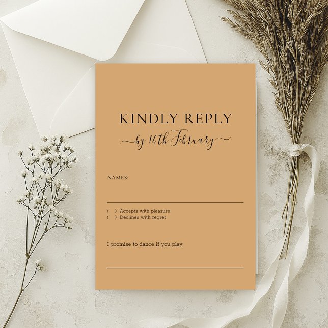 Wedding Burly Wood Sand Signature Kindly Reply RSVP Card (Creator Uploaded)