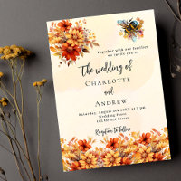 Wedding burnt orange fall florals bee