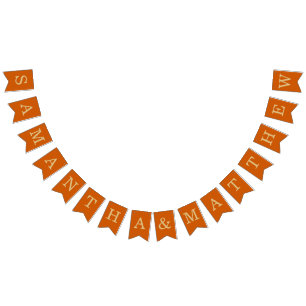 Wedding Burnt Orange Simple Bride & Groom Names Bunting