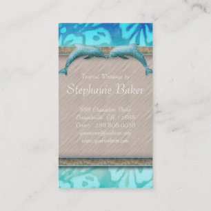 Wedding Business Card Beach Dolphin Hibiscus