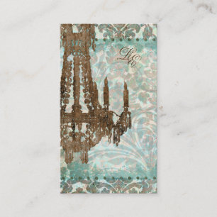 Wedding Business Card Vintage Chandelier Damask GB