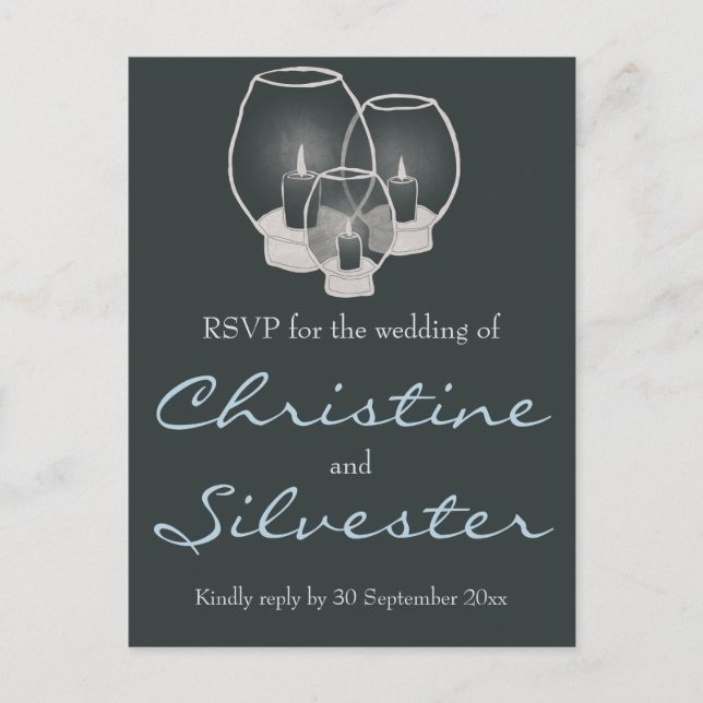 Wedding By Candlelight, wedding RSVP postcard (Front)