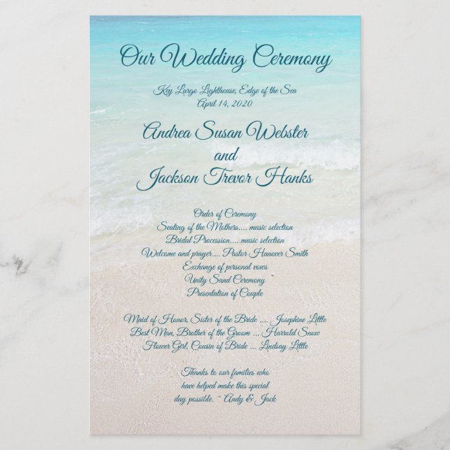 Wedding By the Sea Affordable Flat Programs (Front)