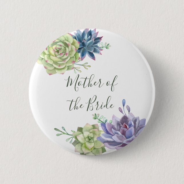 Wedding Cactus Succulents Mother of the Bride 6 Cm Round Badge (Front)