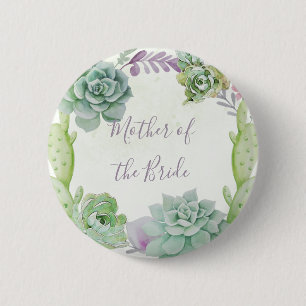 Wedding Cactus Succulents Mother of the Bride 6 Cm Round Badge