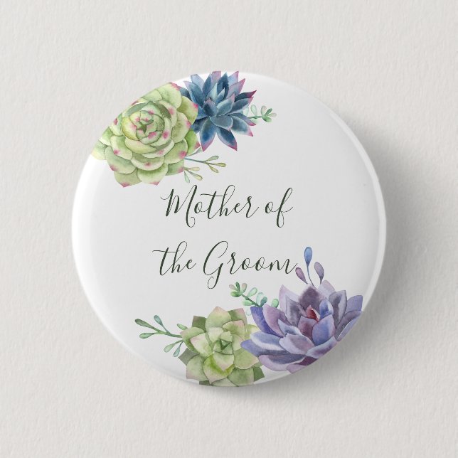 Wedding Cactus Succulents Mother of the Groom 6 Cm Round Badge (Front)
