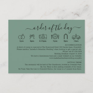 Wedding Cadet Blue Green Details Order Of The Day Enclosure Card