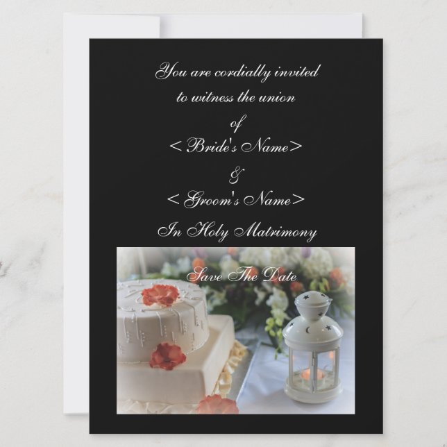 Wedding Cake and Lantern Save The Date (Front)