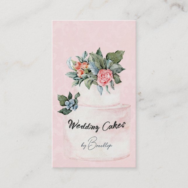 Wedding Cake Bakery Floral Pastry Artisan Business Card (Front)