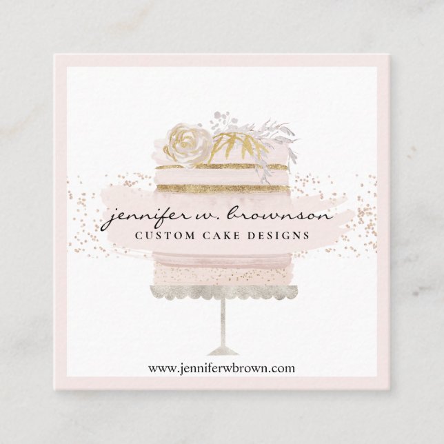Wedding Cake Bakery Pastry Square Business Card (Front)
