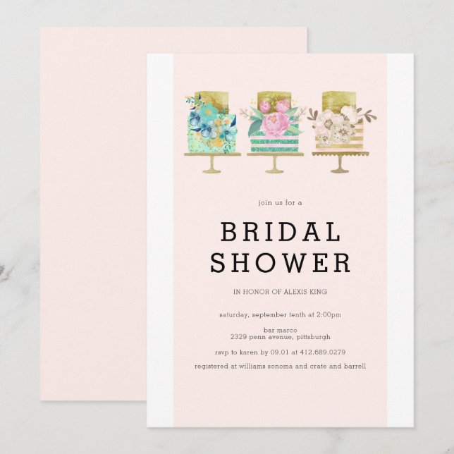 Wedding Cake Bridal Shower Invitation (Front/Back)