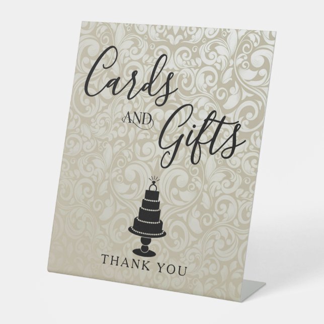 Wedding Cake Cards & Gifts Pedestal Sign (Front)