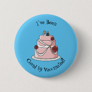 Wedding cake cartoon illustration 6 cm round badge